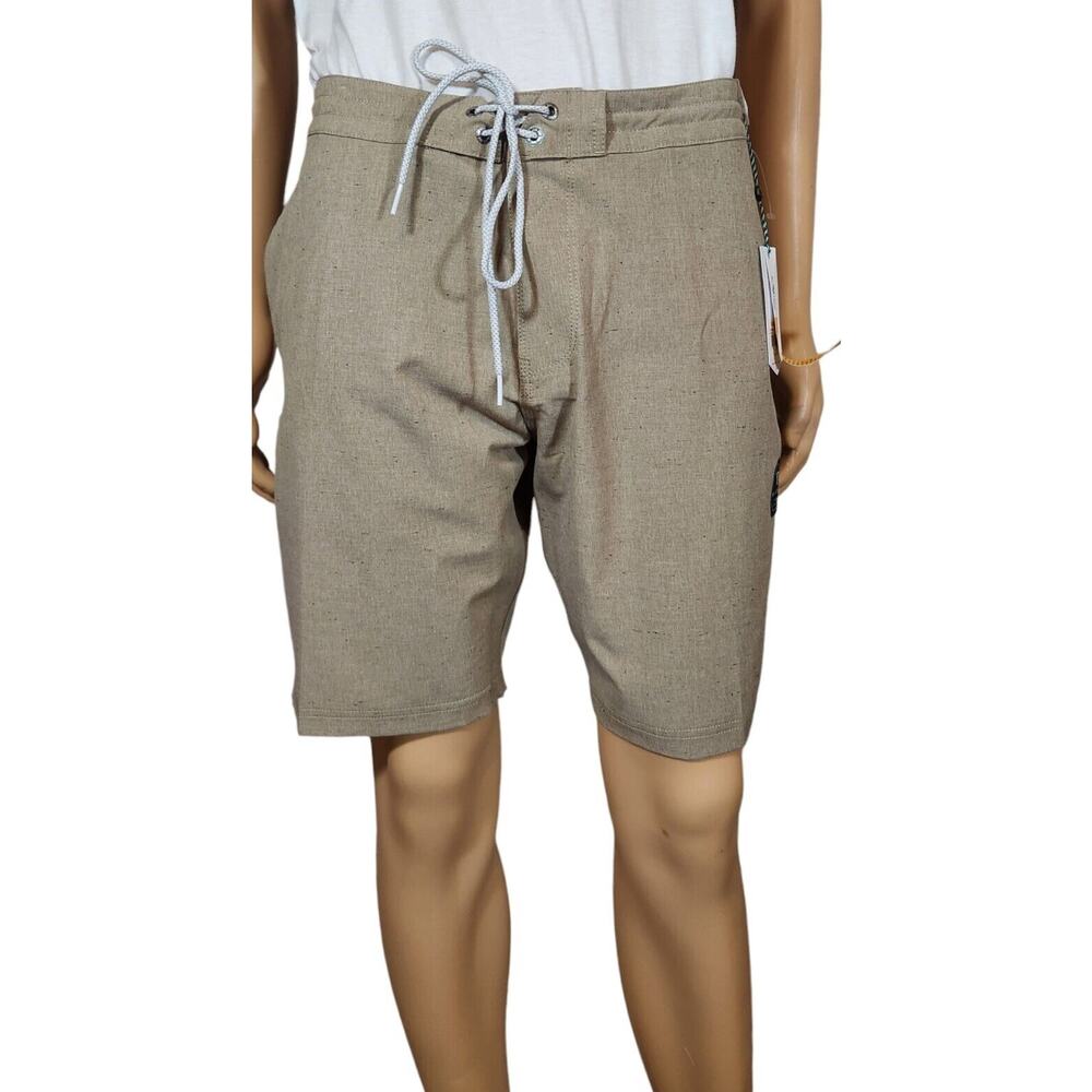 NEW Vissla Mens Drawstring Finrope Shorts Beige High IQ Repel Outdoor NWT Sz 34